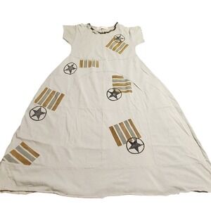 BLUE FISH VTG Dress Blue‎ Gray Stars and Stripes Green Patriotic Military Colors